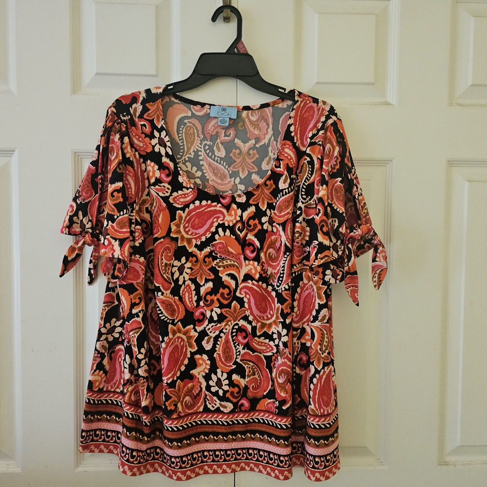 CeCe Paisley Print 3X Women's Top - Multicolor